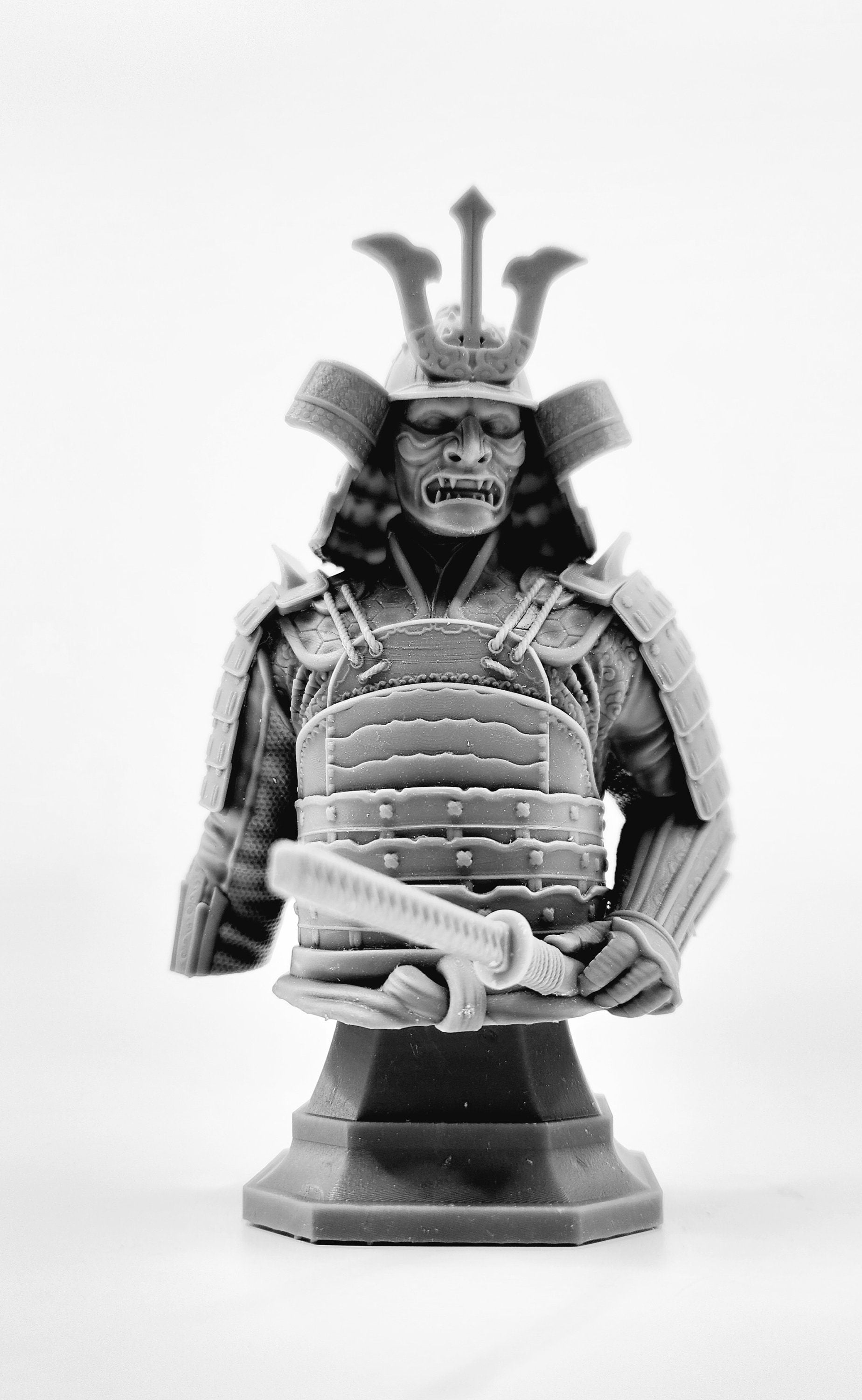 3D 14k resin printed Samurai Bust. Desktop Decoration.