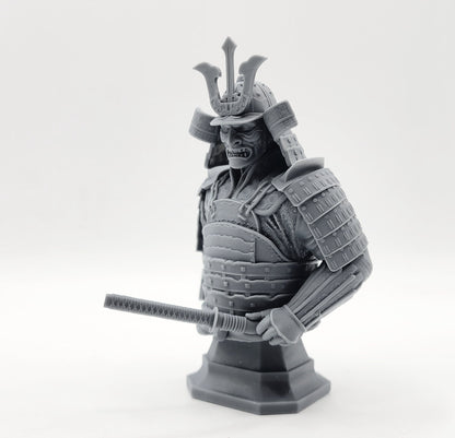 3D 14k resin printed Samurai Bust. Desktop Decoration.