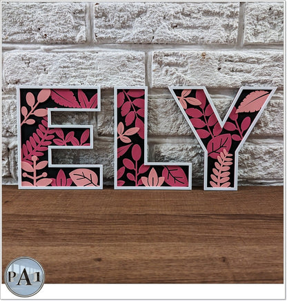 3D Printed Floral Letters, home decoration.