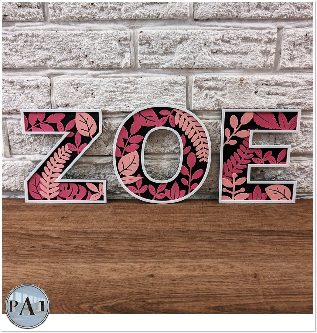 3D Printed Floral Letters, home decoration.