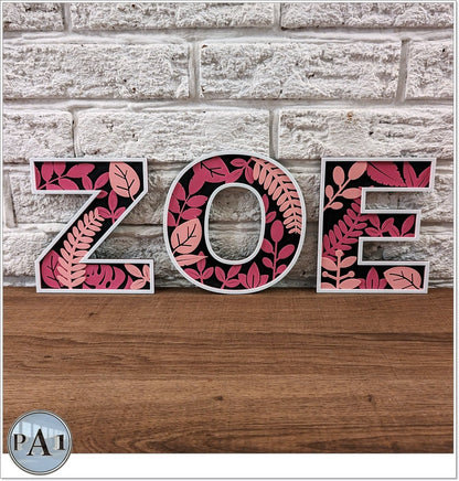 3D Printed Floral Letters, home decoration.