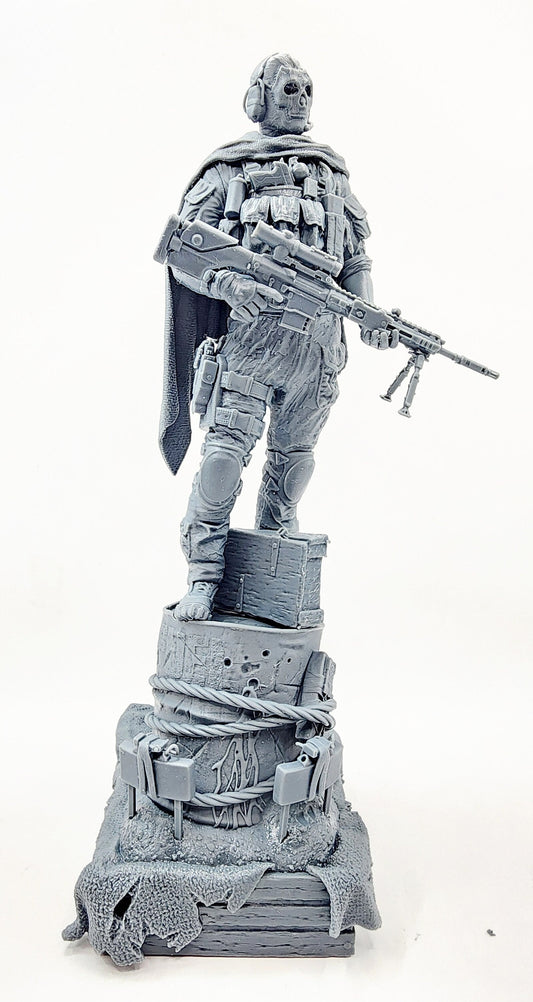 3D 14k resin printed Ghost from Call of Duty. Fan art. Desktop decoration.