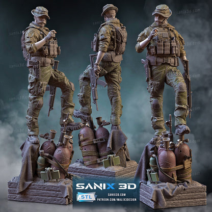 3D 14k resin printed Captain Price from COD desktop decoration, statue, fan art.