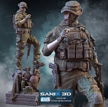 3D 14k resin printed Captain Price from COD desktop decoration, statue, fan art.