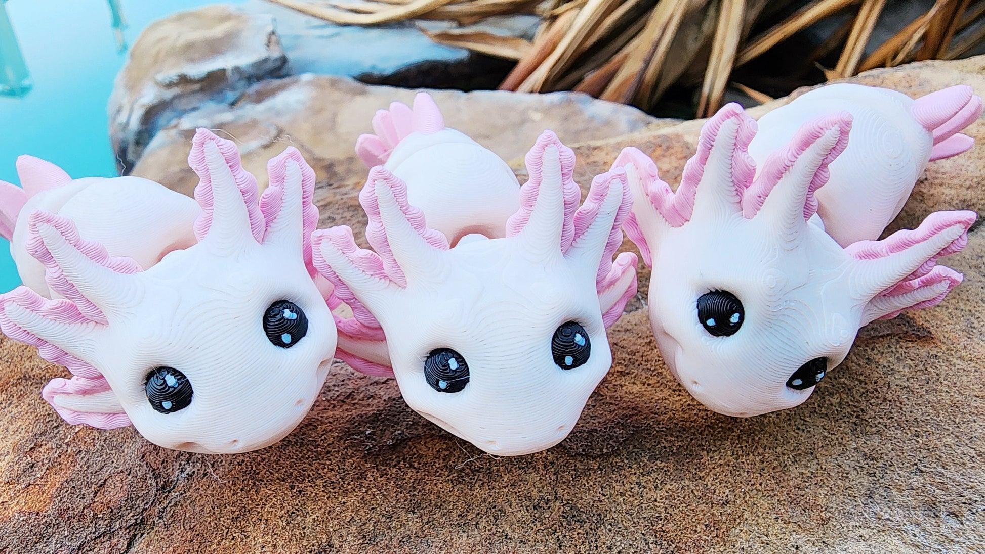 3D printed mini Axolotl fidget sensory toy, key chain.