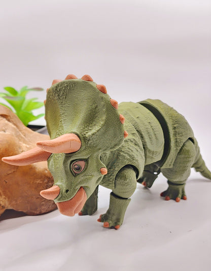 3D printed dinosaur Triceratops desktop fidget, sensory toy.