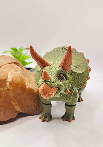 3D printed dinosaur Triceratops desktop fidget, sensory toy.