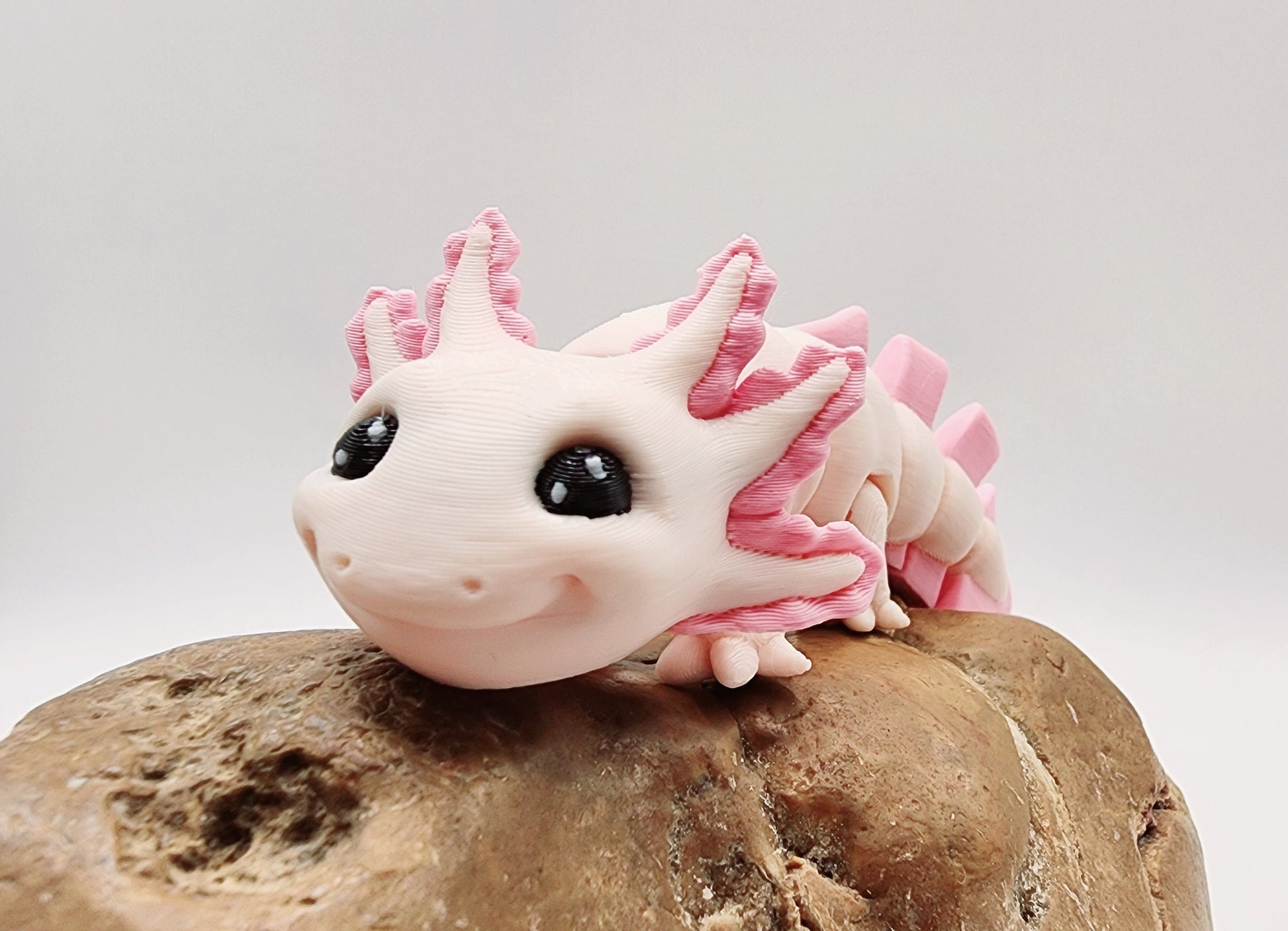 3D printed mini Axolotl fidget sensory toy, key chain.