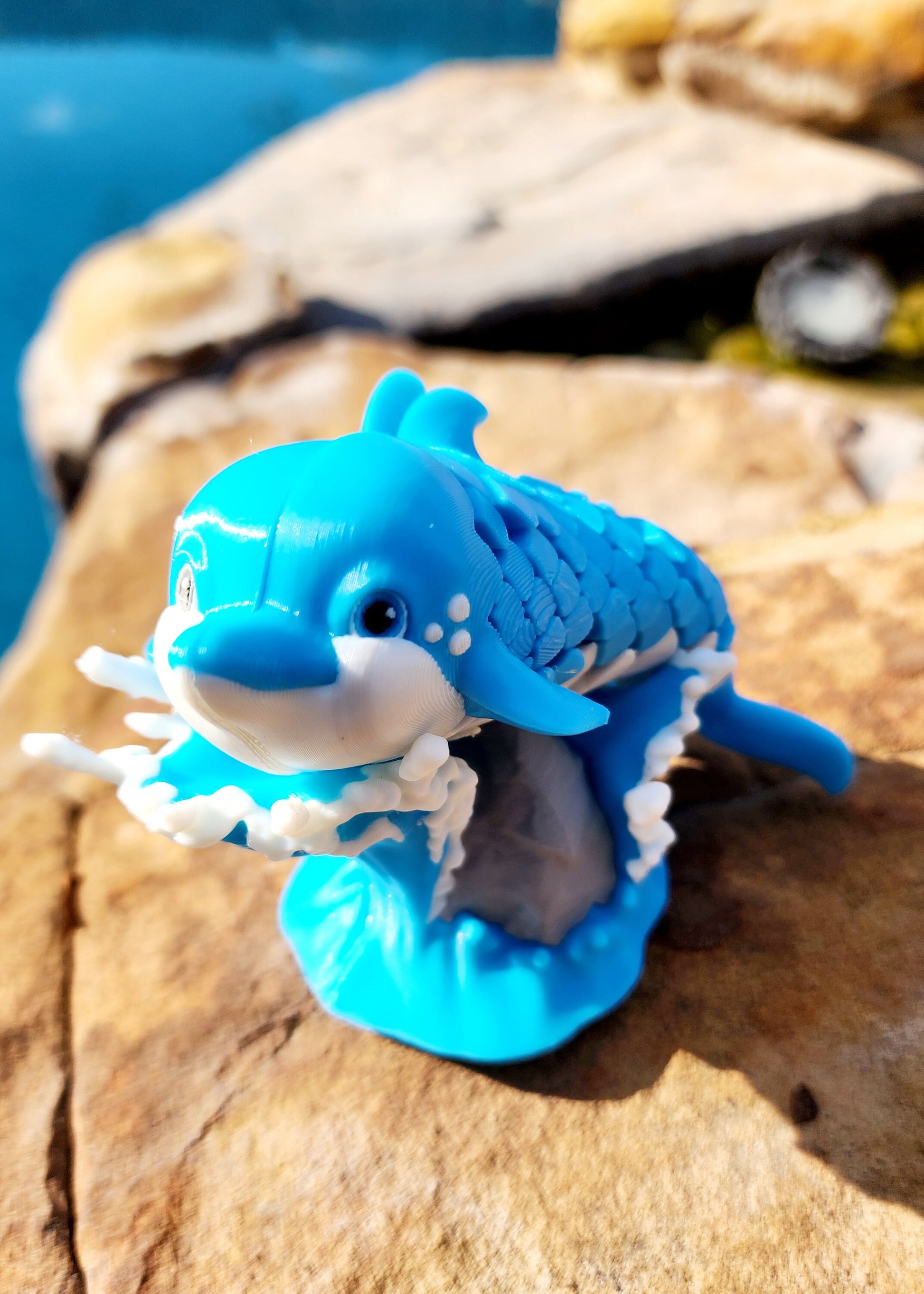 3D printed articulated Dolphin desk toy, figet, sensory toy.