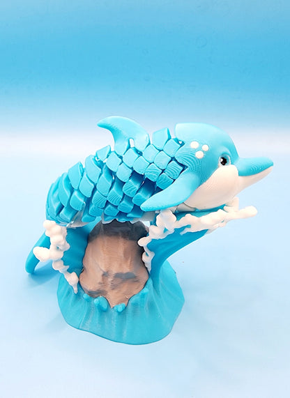 3D printed articulated Dolphin desk toy, figet, sensory toy.