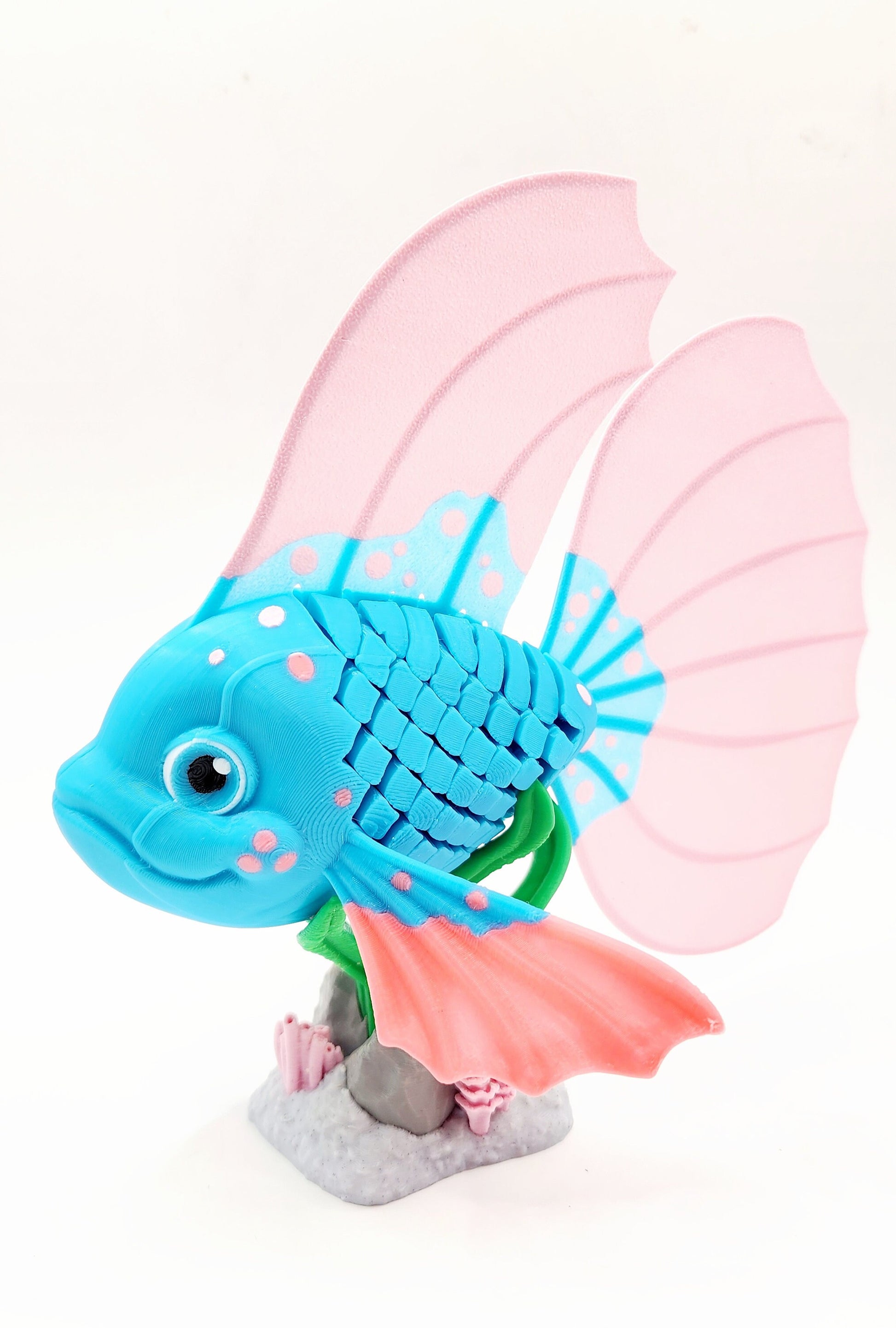 3D printed Bella the Beta Fish articulated fidget toy, sensory toy, desktop toy.