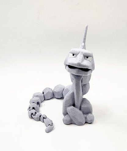 3D printed articulated Onix with articulated jaw. Fidget, Sensory toy.