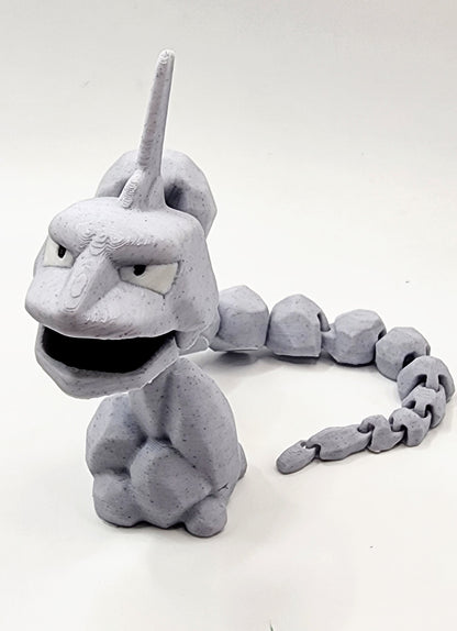 3D printed articulated Onix with articulated jaw. Fidget, Sensory toy.