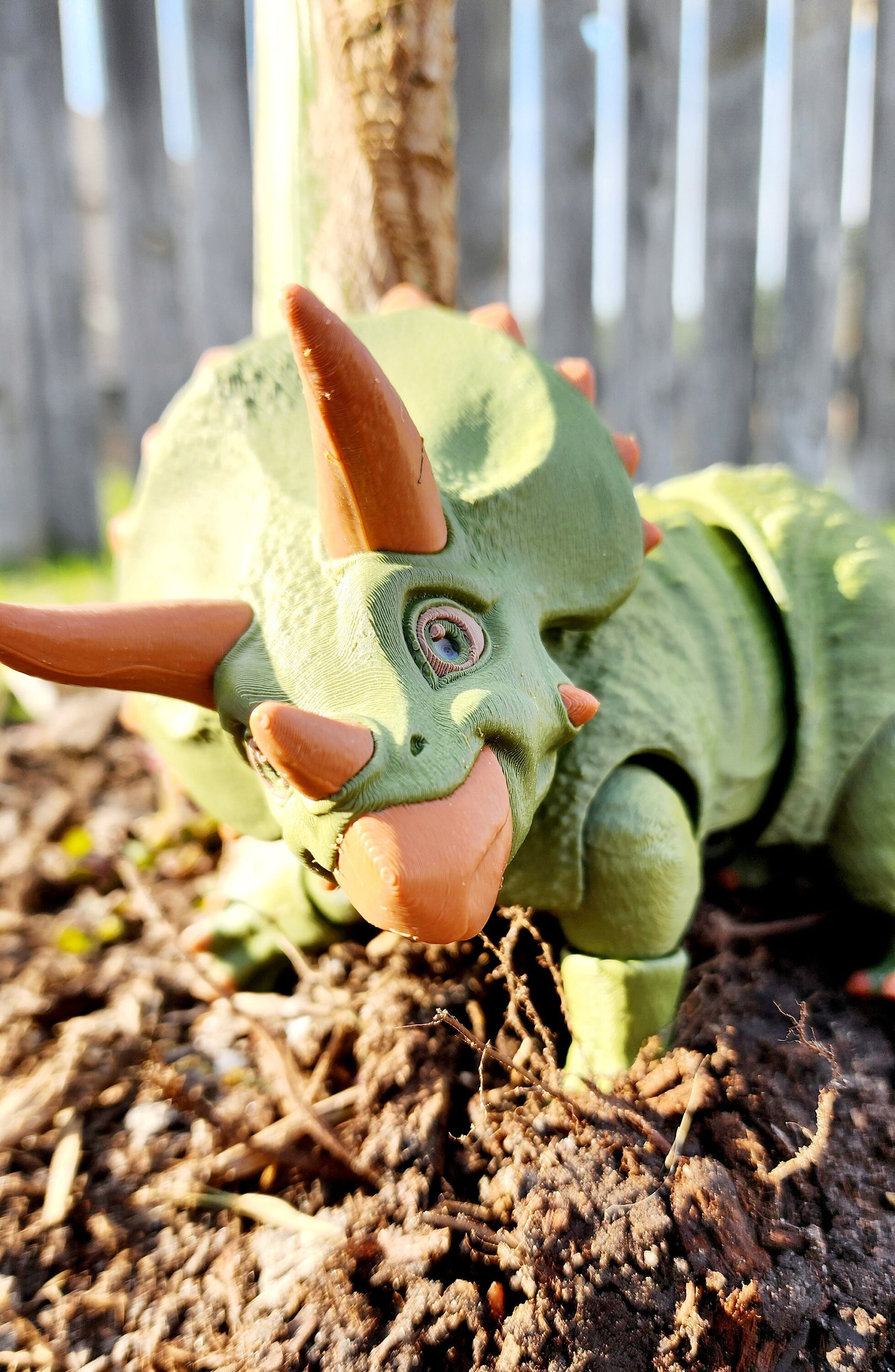 3D printed dinosaur Triceratops desktop fidget, sensory toy.