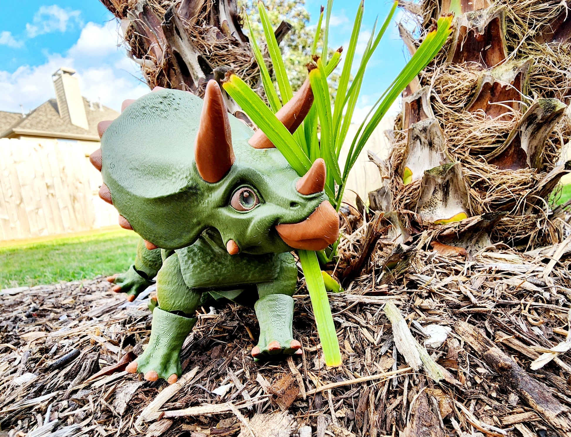 3D printed dinosaur Triceratops desktop fidget, sensory toy.