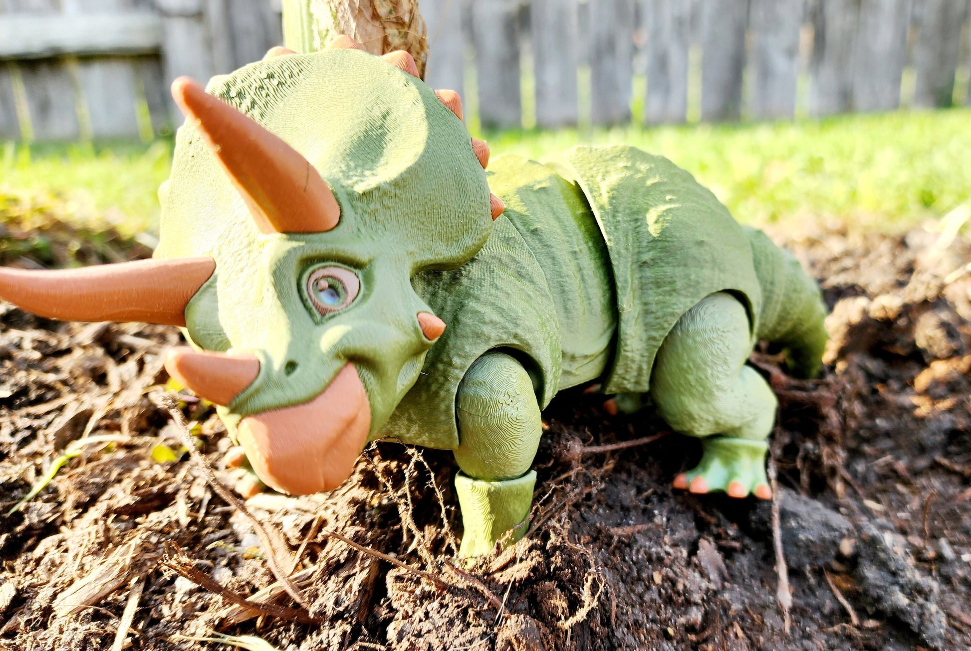 3D printed dinosaur Triceratops desktop fidget, sensory toy.