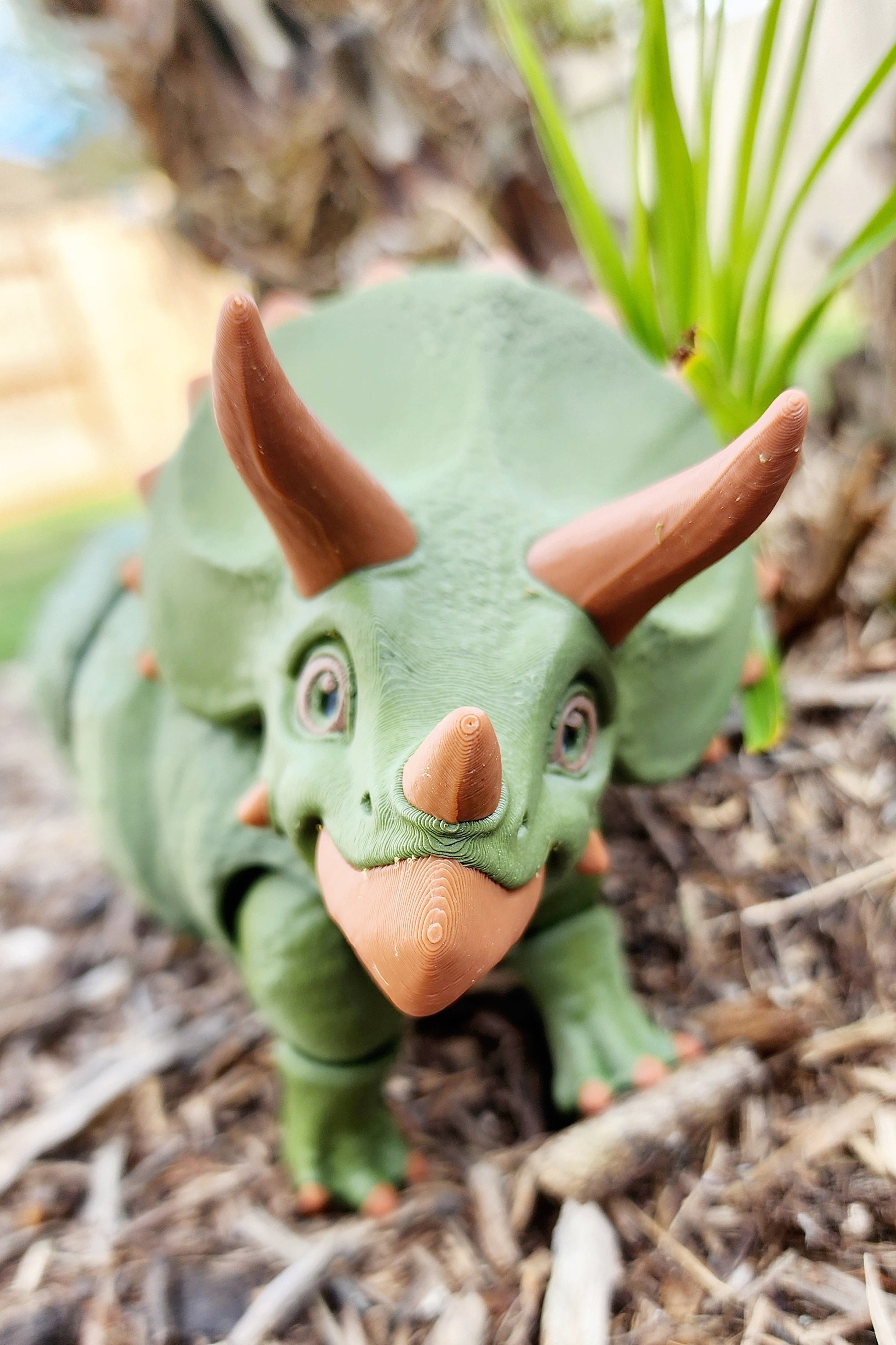 3D printed dinosaur Triceratops desktop fidget, sensory toy.