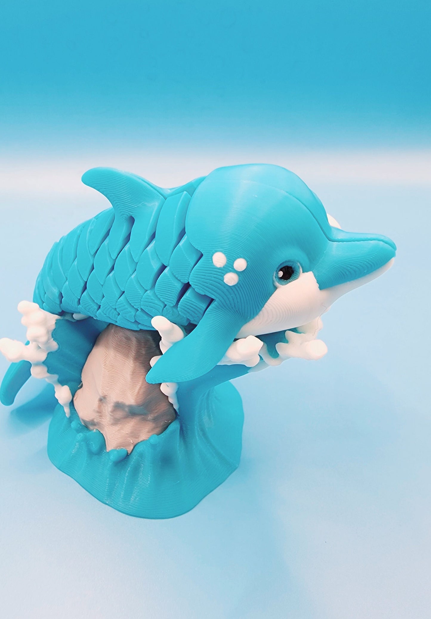 3D printed articulated Dolphin desk toy, figet, sensory toy.