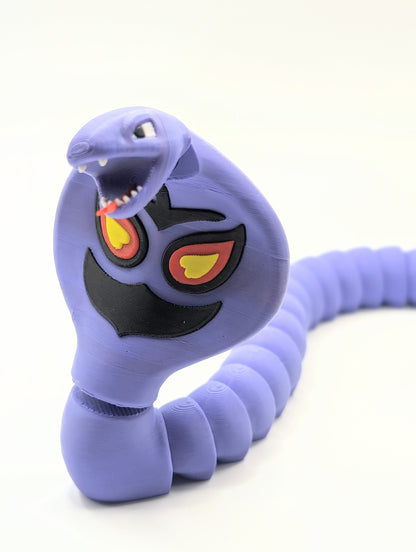 3D printed pokemon Arbok. Articulated fidget, sensory, desk toy.