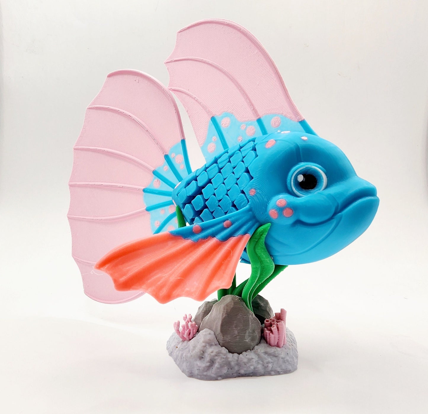 3D printed Bella the Beta Fish articulated fidget toy, sensory toy, desktop toy.