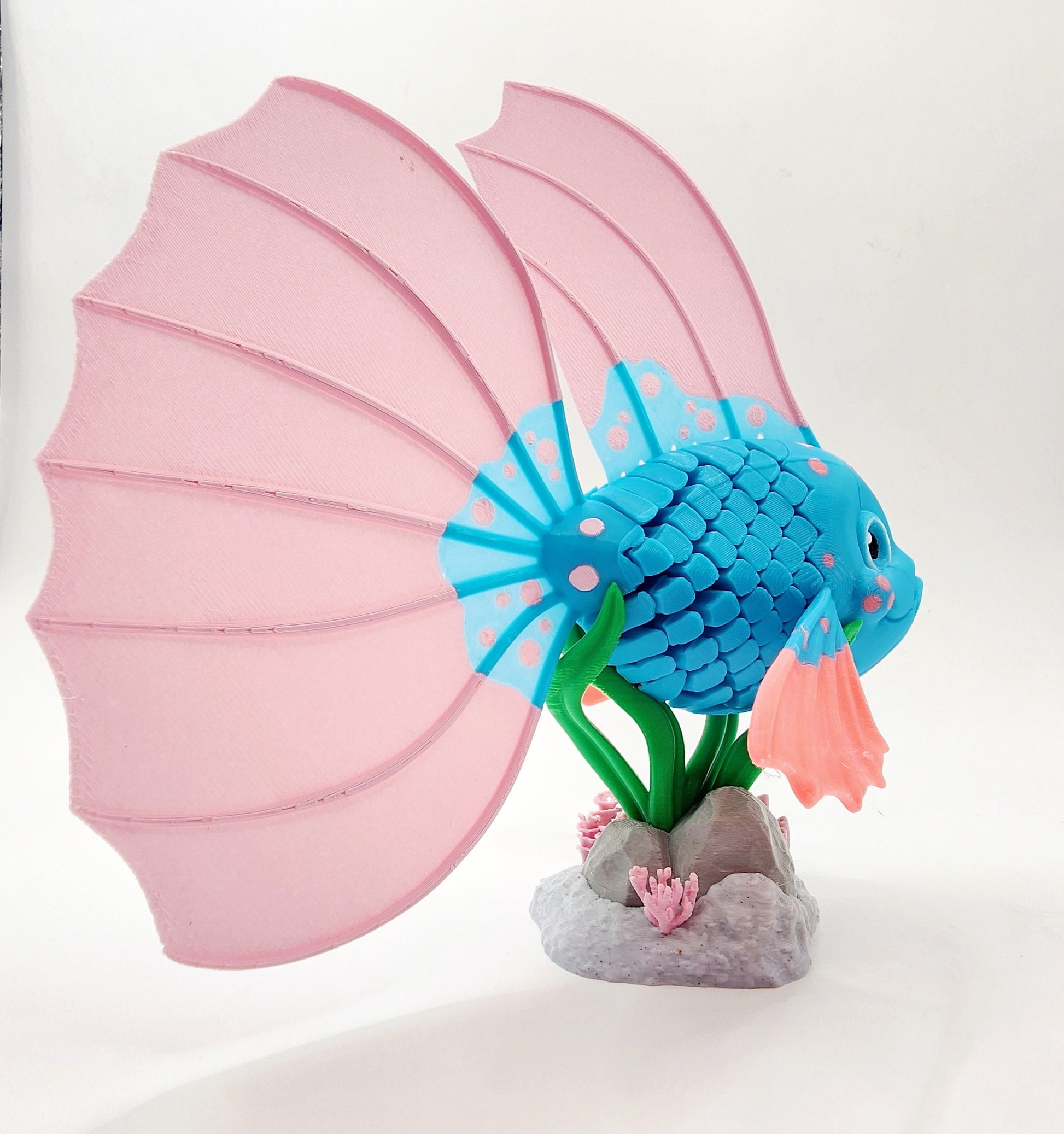 3D printed Bella the Beta Fish articulated fidget toy, sensory toy, desktop toy.