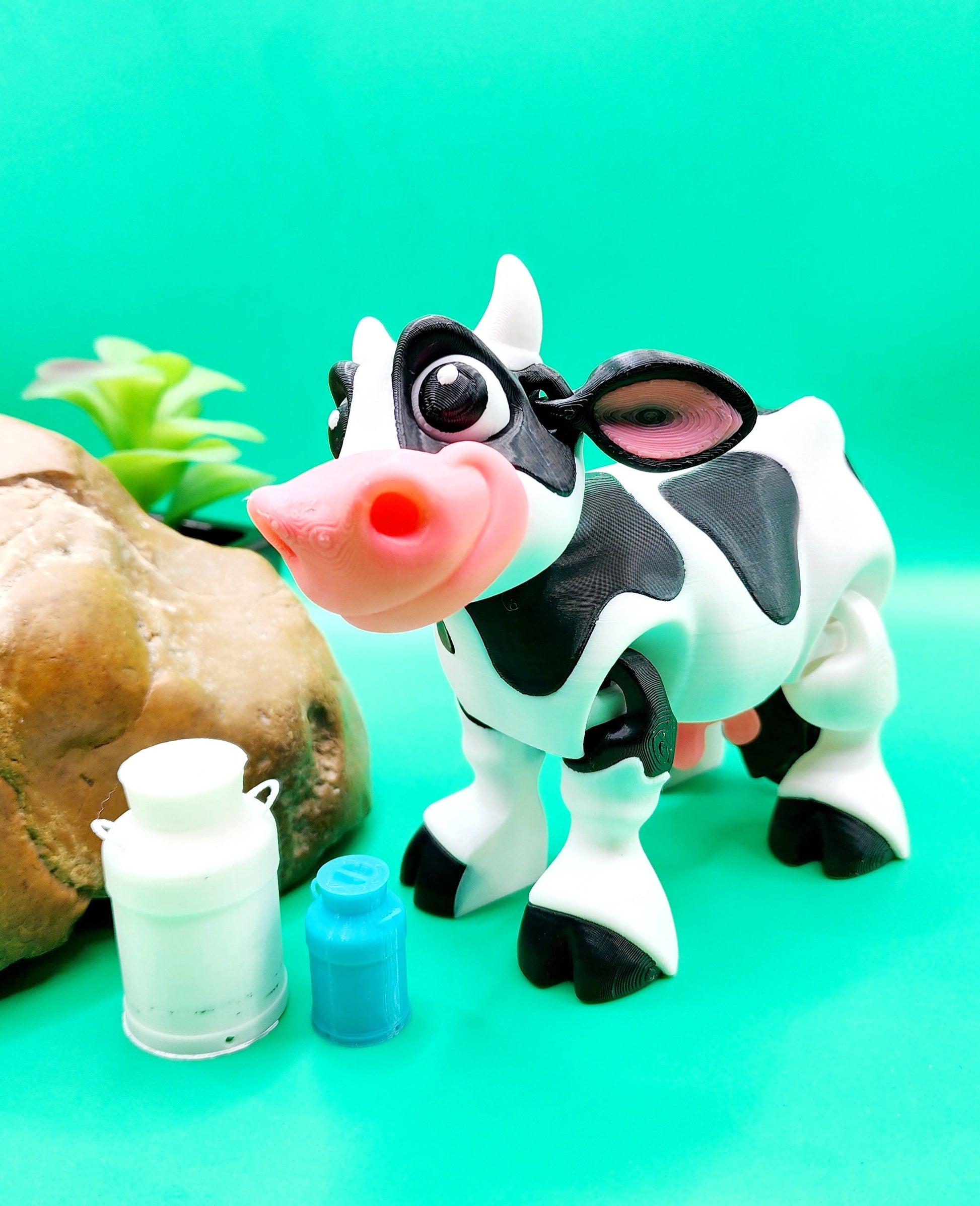 3D printed Milk cow articulated fidget toy. Sensory toy, desk toy.