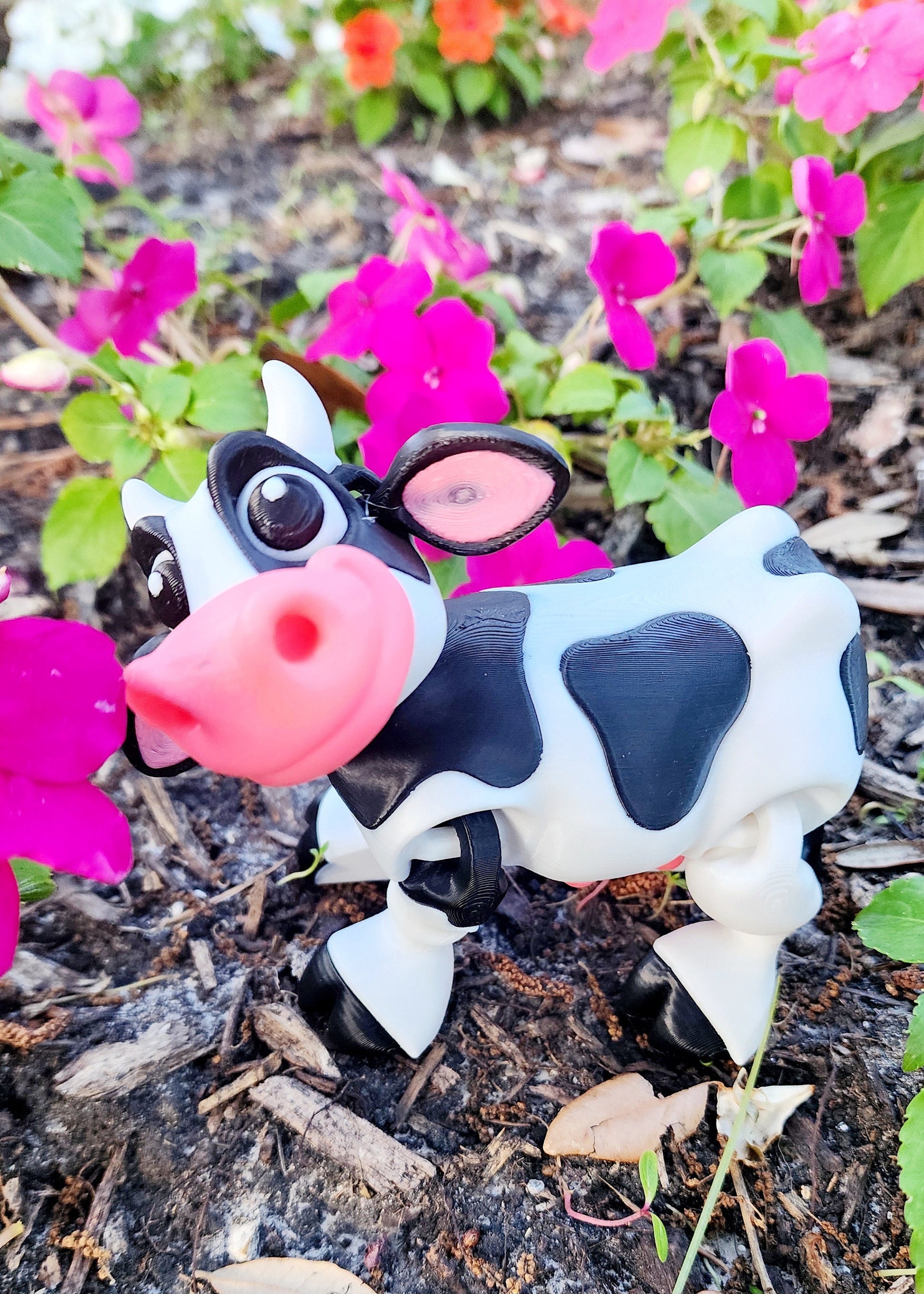 3D printed Milk cow articulated fidget toy. Sensory toy, desk toy.