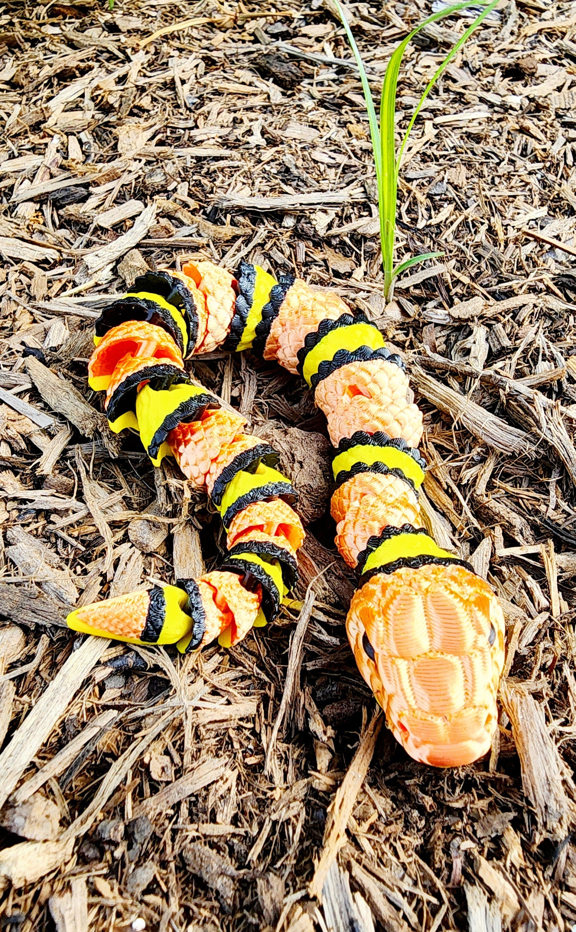 3D printed articulated Coral Snake, King Snake fidget sensory toy, desk toy.