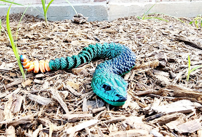 3D printed articulated rattlesnake fidget, sensory toy, desk toy.