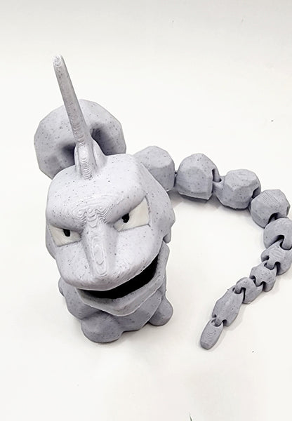 3D printed articulated Onix with articulated jaw. Fidget, Sensory toy.