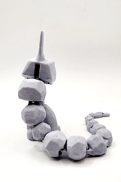 3D printed articulated Onix with articulated jaw. Fidget, Sensory toy.