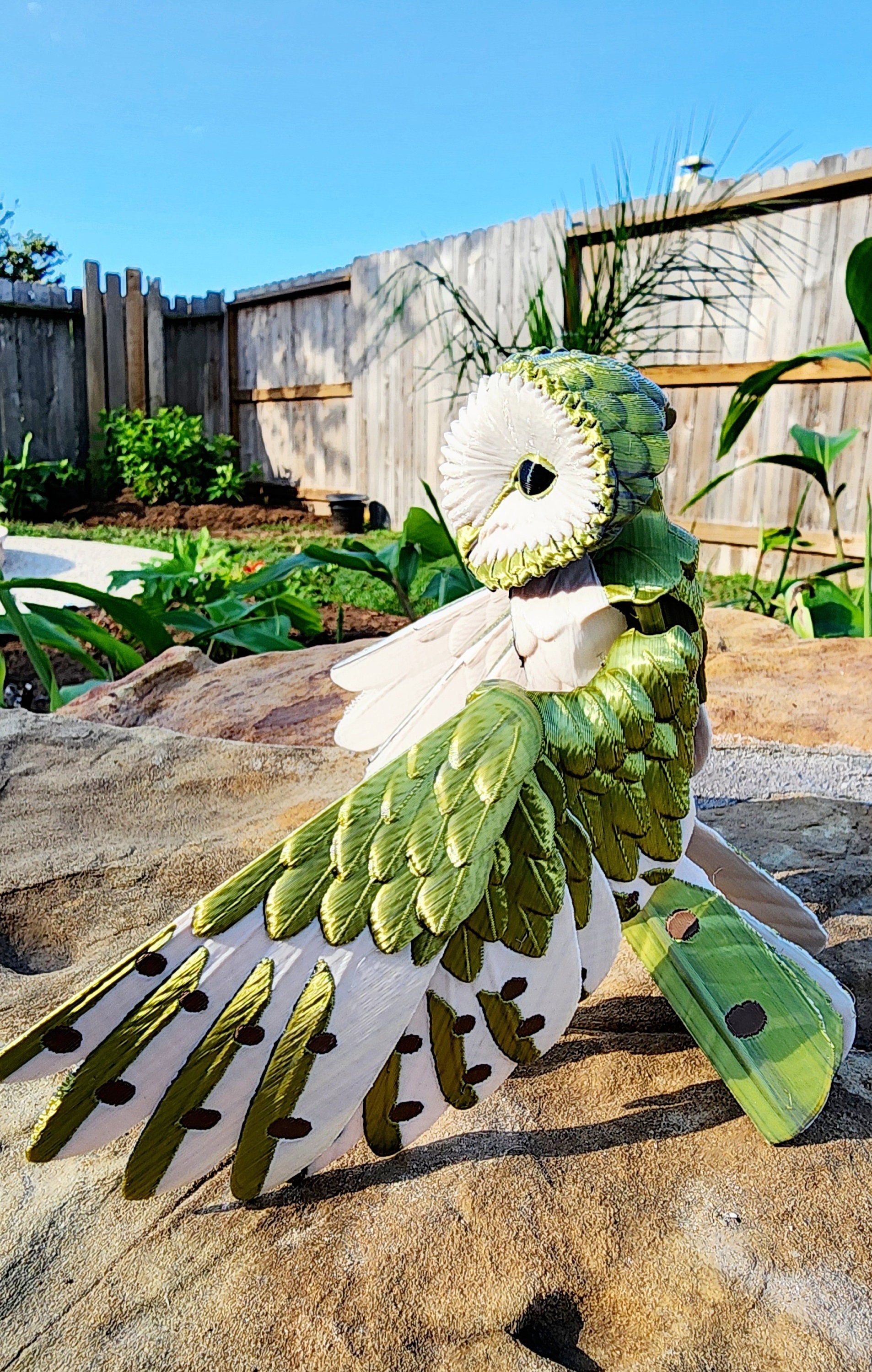 3D printed articulated Barn Owl fidget, sensory, pet toy.