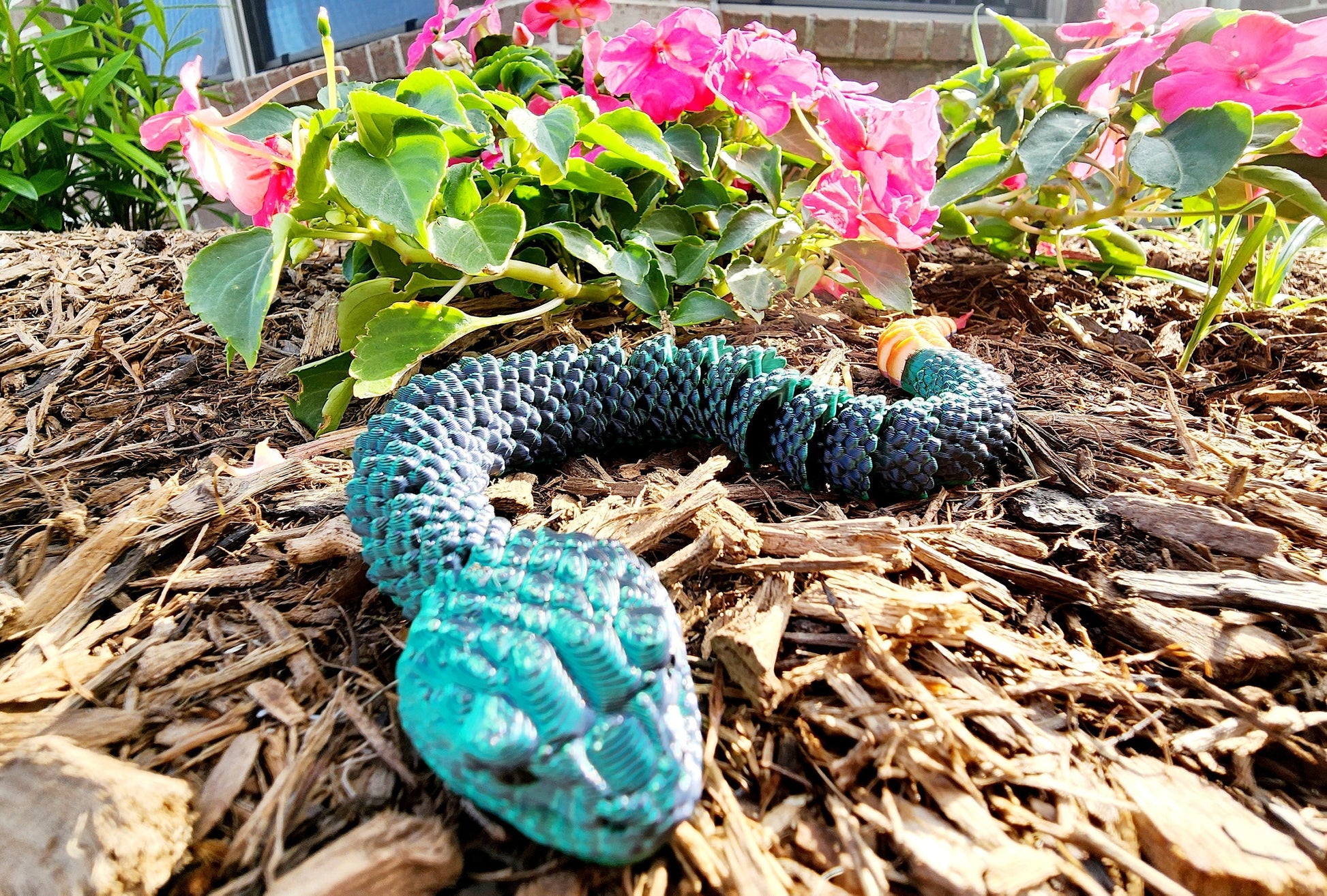 3D printed articulated rattlesnake fidget, sensory toy, desk toy.