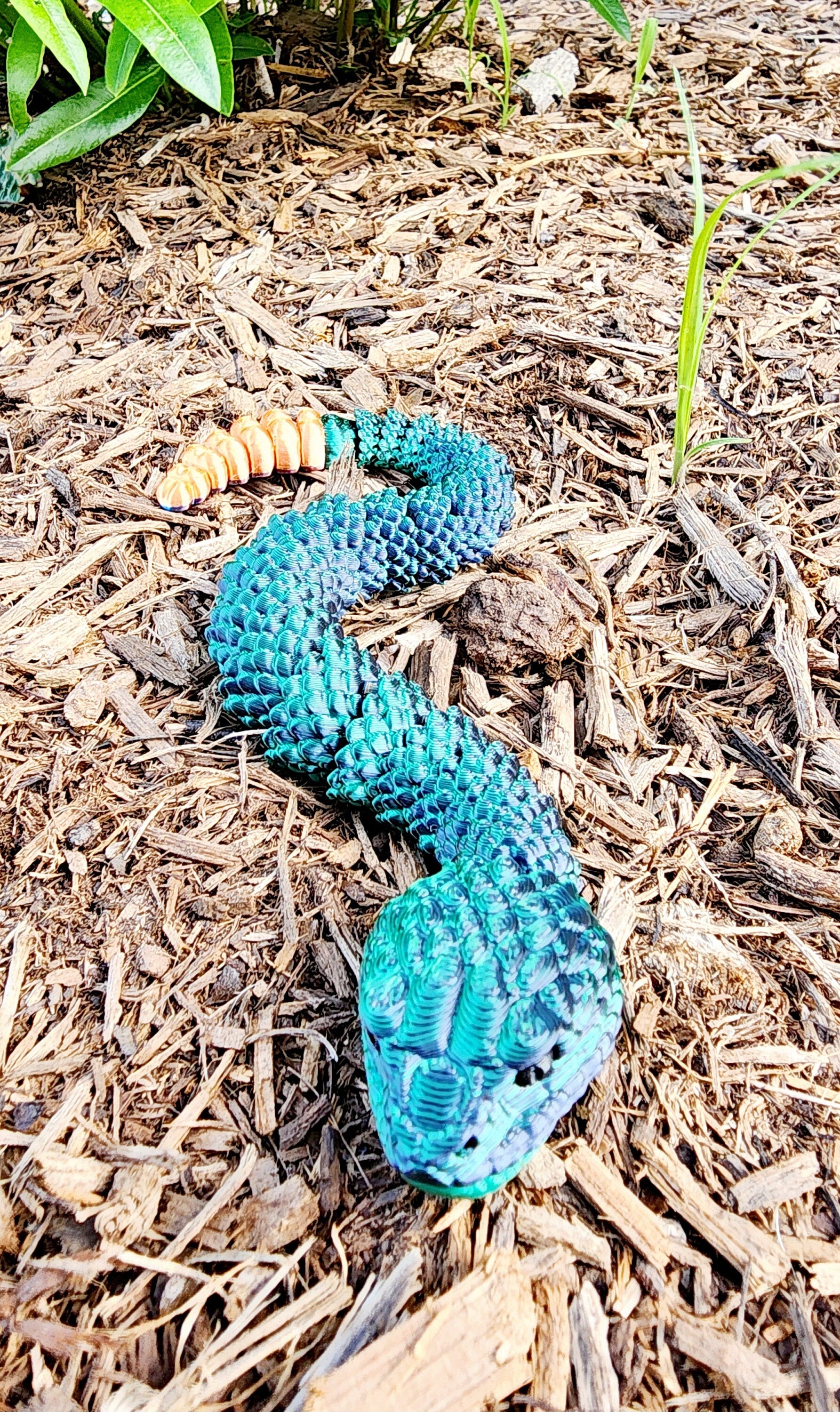 3D printed articulated rattlesnake fidget, sensory toy, desk toy.