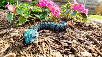 3D printed articulated rattlesnake fidget, sensory toy, desk toy.