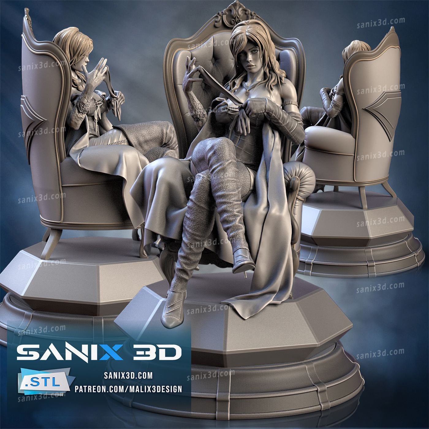 3D 14k resin printed Emma Frost desk decoration, statue.