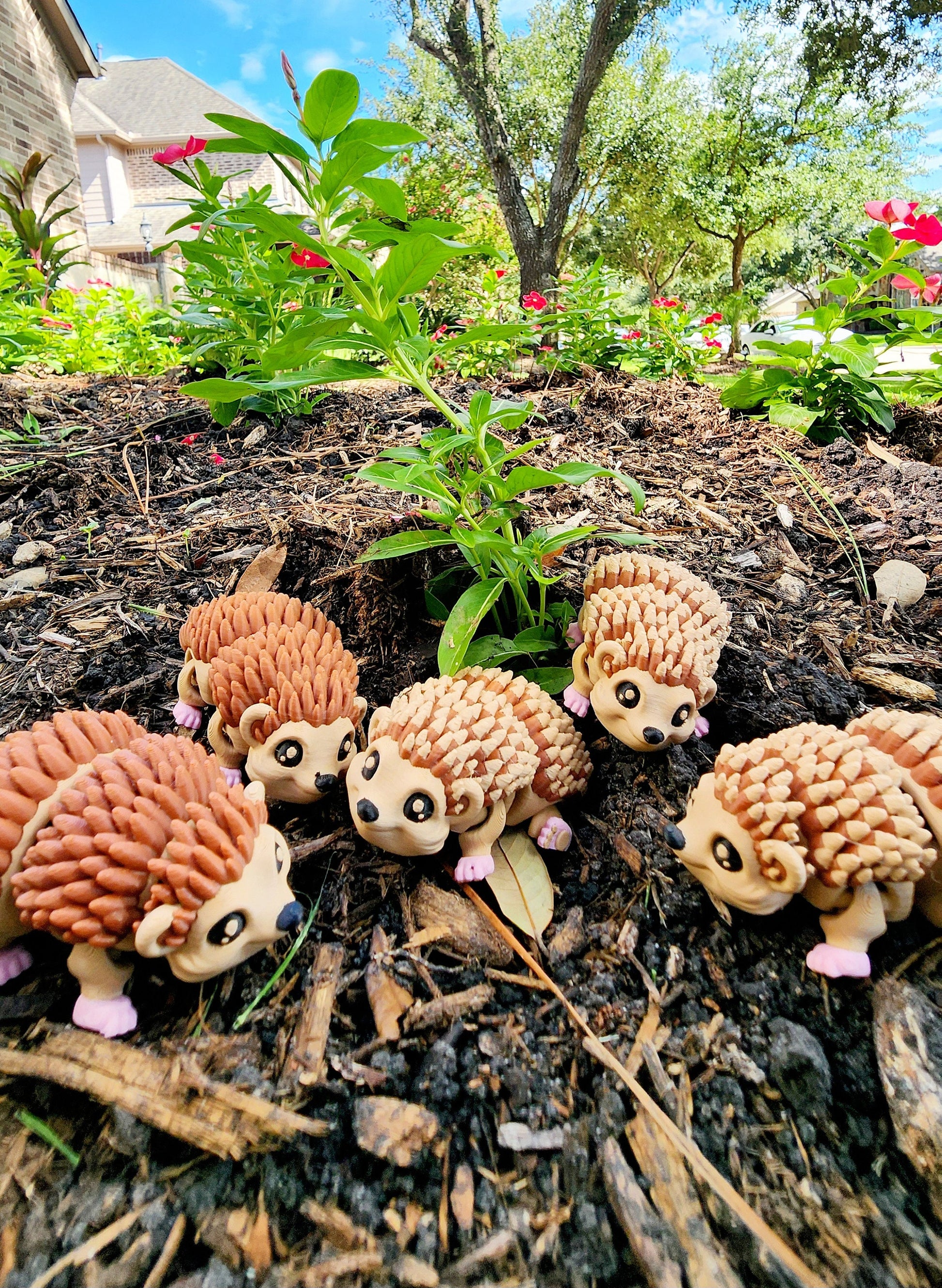 3D printed cute articulate hedgehog fidget toy.