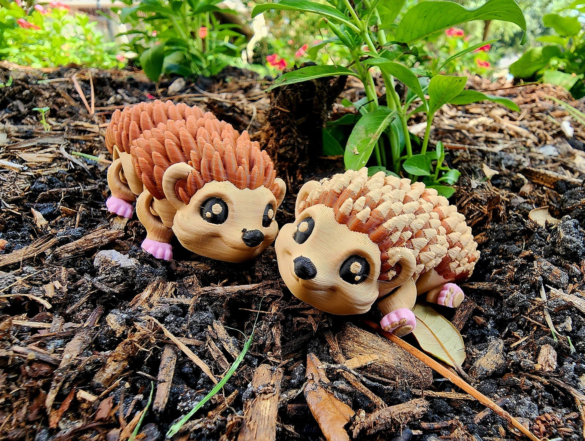 3D printed cute articulate hedgehog fidget toy.