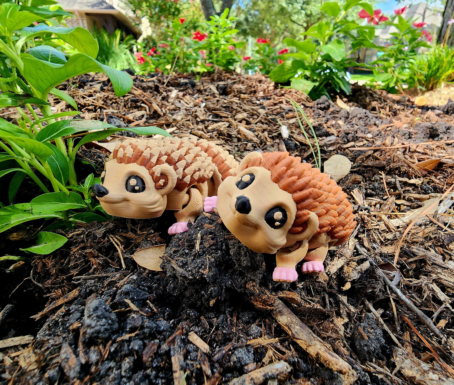 3D printed cute articulate hedgehog fidget toy.