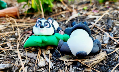 3D printed articulated mini-Panda with bamboo fidget, sensory toy.