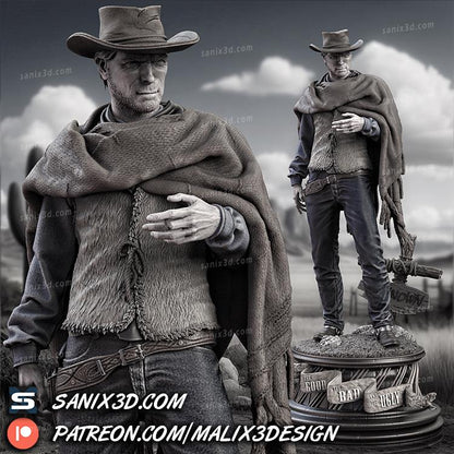 3D 14k Resin Printed Clint Eastwood Statue, Figurine, Desktop Decoration, Action Figure, Fan art.