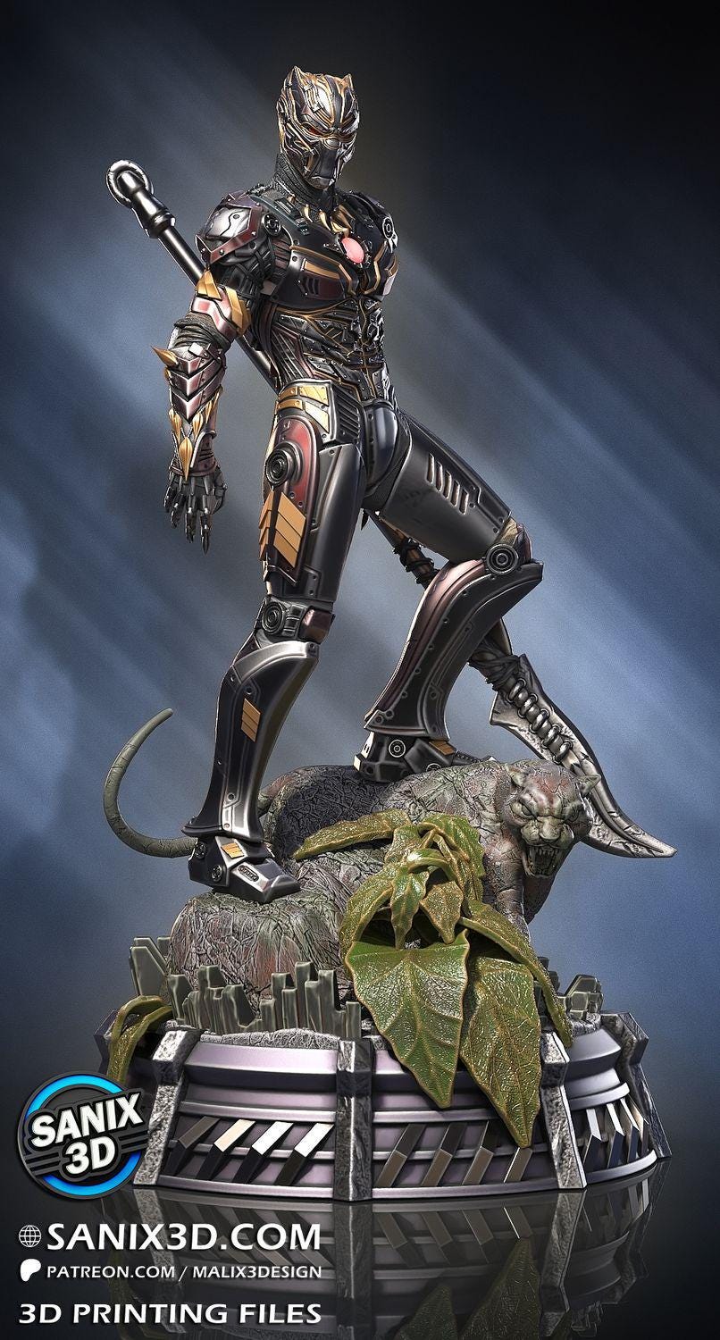 3D 14k resin printed Iron Panther Desktop Decoration, Ornament, Action Figure. Fan art.