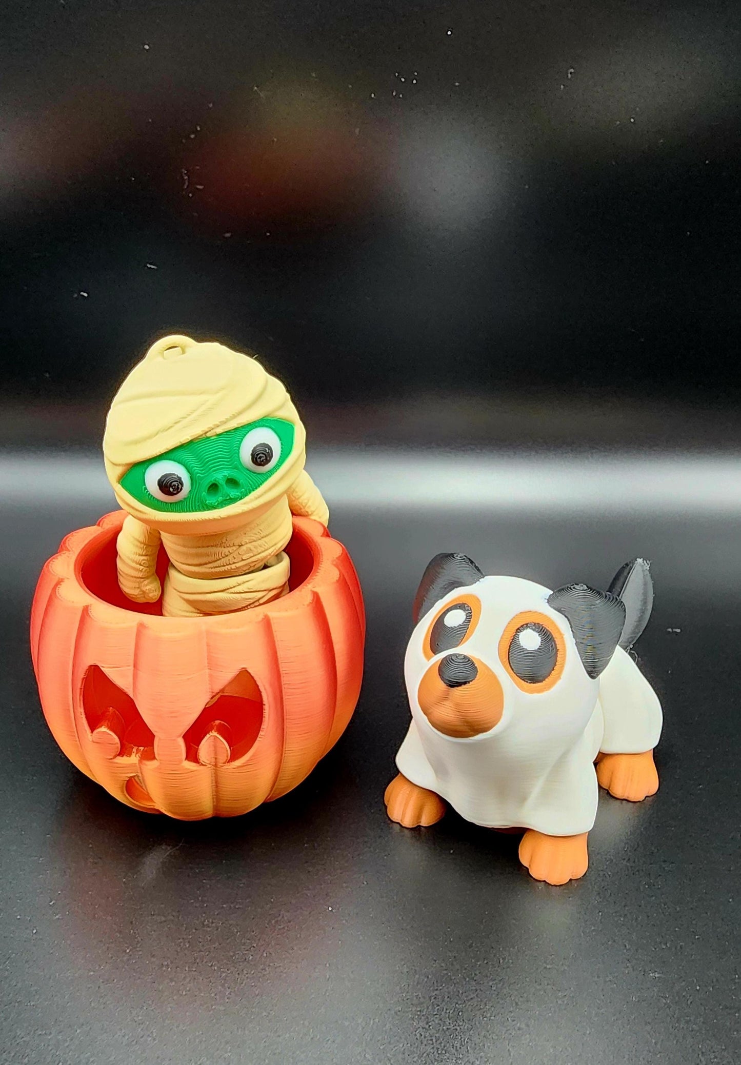 3D printed articulate Halloween Mummy fidget, sensory toy.