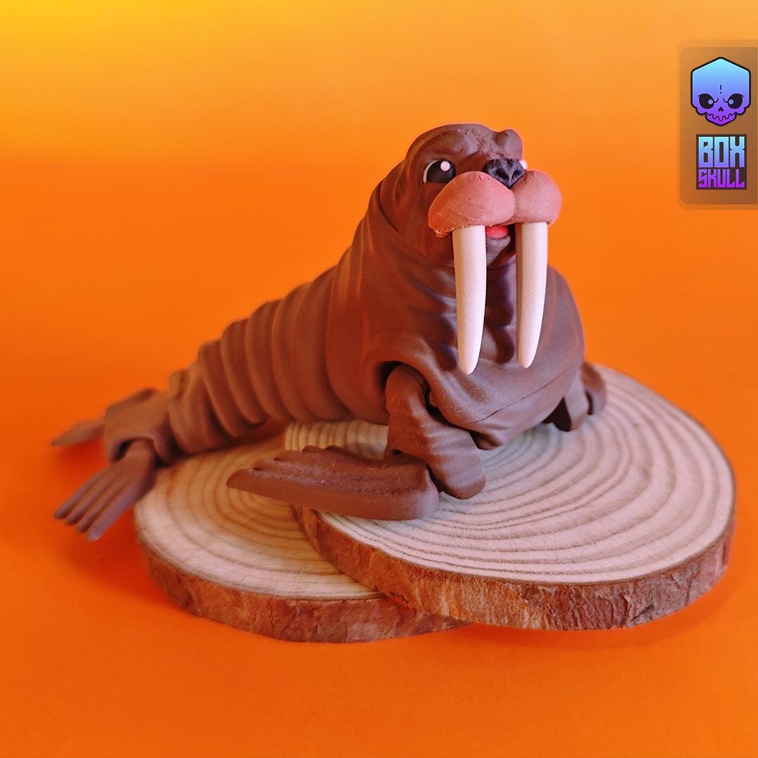 3D printed articulated fidget Walrus sensory toy, desk toy, decoration, action figure.