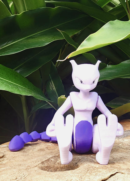 3D printed articulated Mewtwo fidget toy, sensory toy, desktop toy.