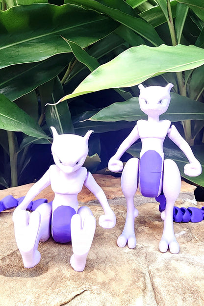 3D printed articulated Mewtwo fidget toy, sensory toy, desktop toy.