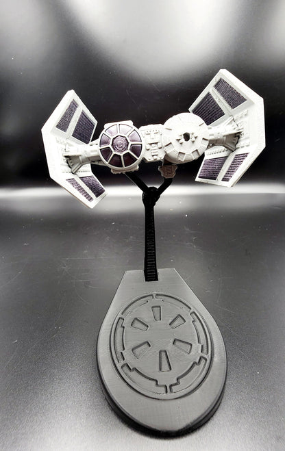 3D Printed Tie Fighters from Star Wars with display base. Fan art