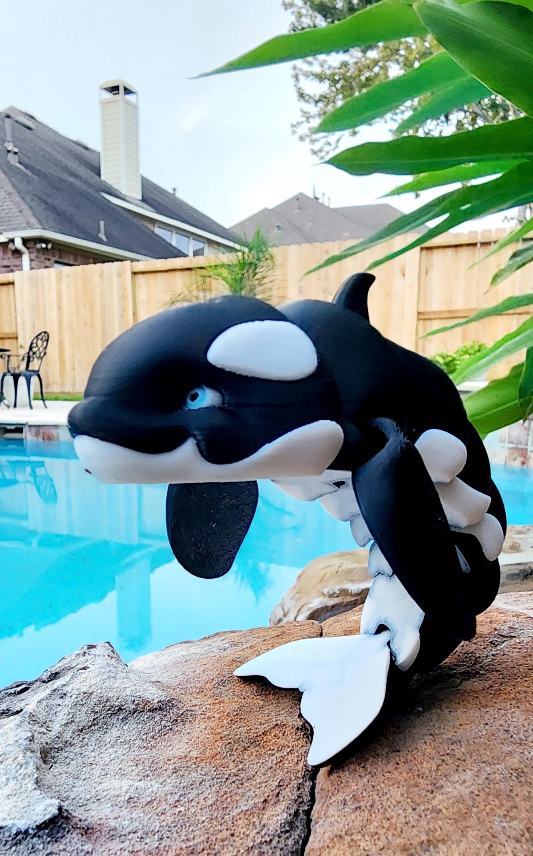 3D printed Orca Killer Whale articulated fidget, sensory toy.