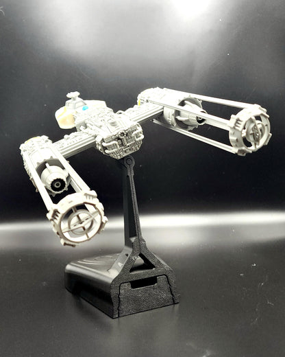 3D printed Y-Wing with custom stand from Star Wars. Action Figure, Desktop Decoration. Fan art.