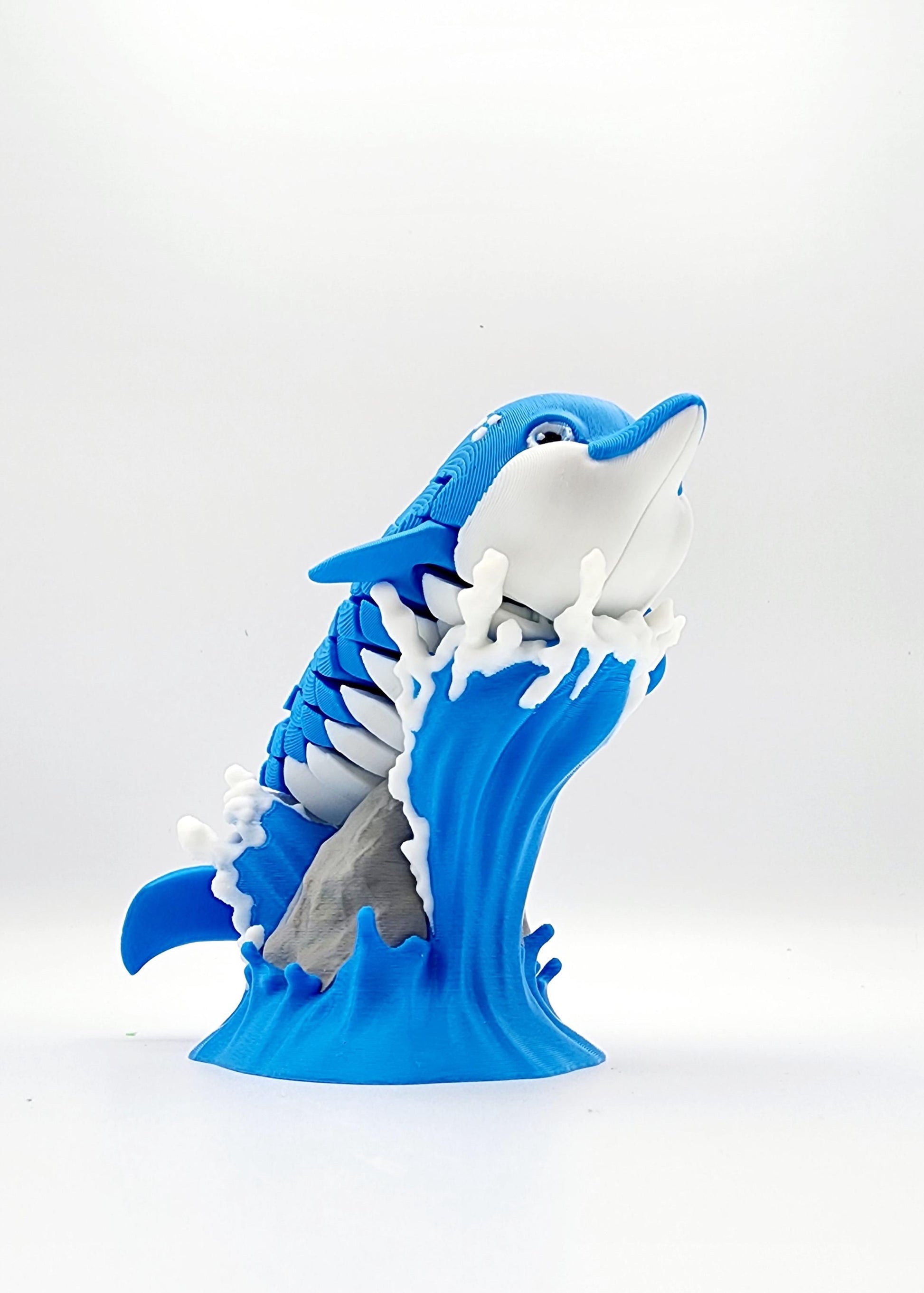 3D printed articulated Dolphin desk toy, figet, sensory toy.